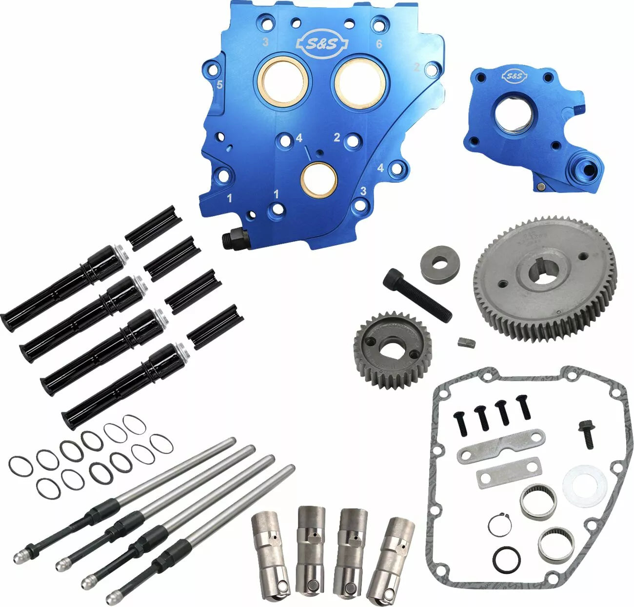 Kit de transmission d'engrenages pour Twin Cam 07-17 et Dyna 06 avec tubes à tige de poussée noire