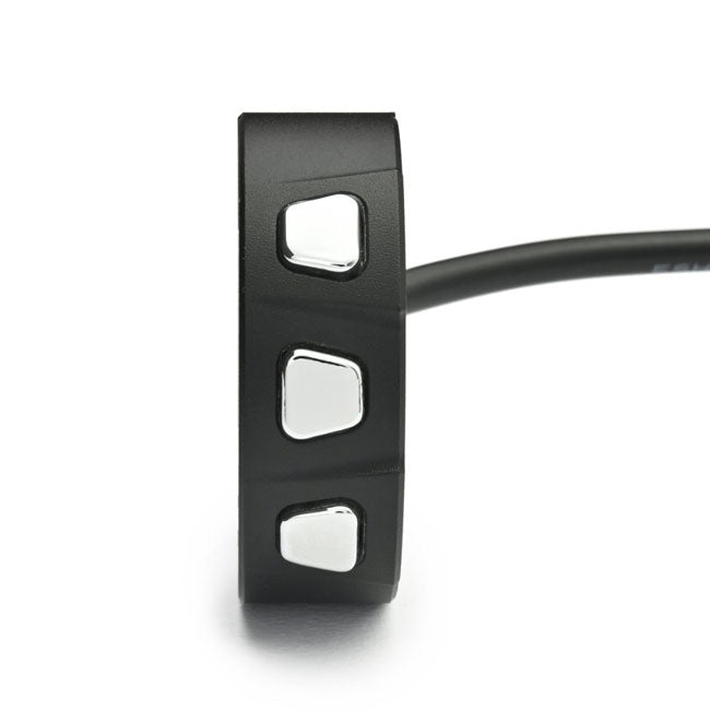 Daytona 3-Button Handlebar Switch, Black/Chrome, for Harley-Davidson