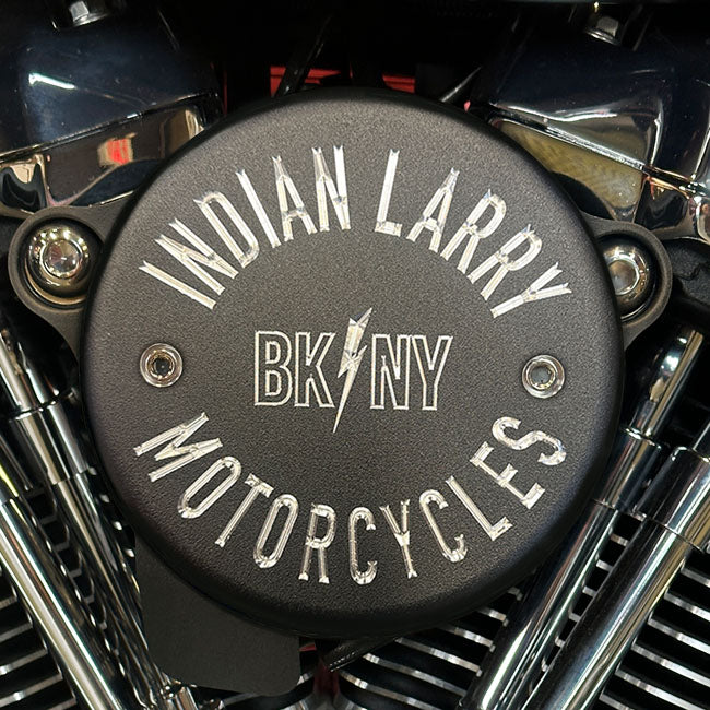 Indian Larry, Matte Black BK/NY Air Cleaner Cover for Harley-Davidson