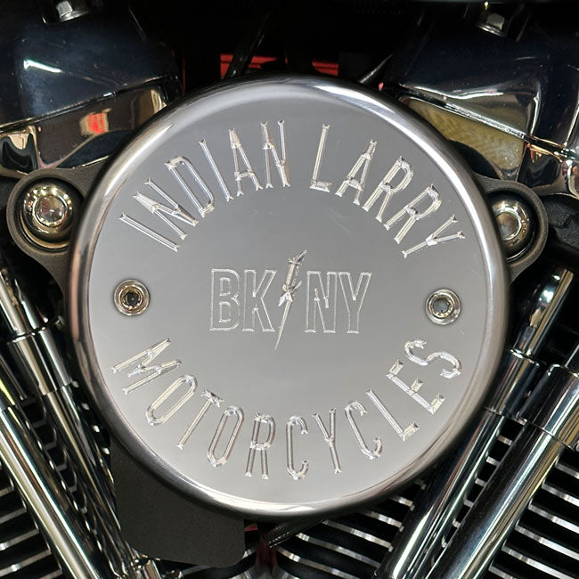 Indian Larry, Polished BK/NY Air Cleaner Cover for Harley-Davidson