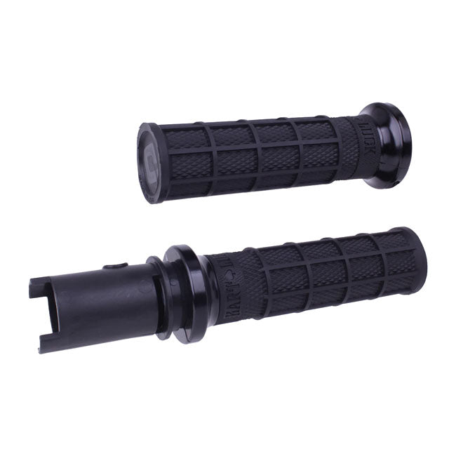 ODI Hart-Luck Locking Grips, Vollschwarze Waffel-Brustgriffe für Harley Davidson V-Twin