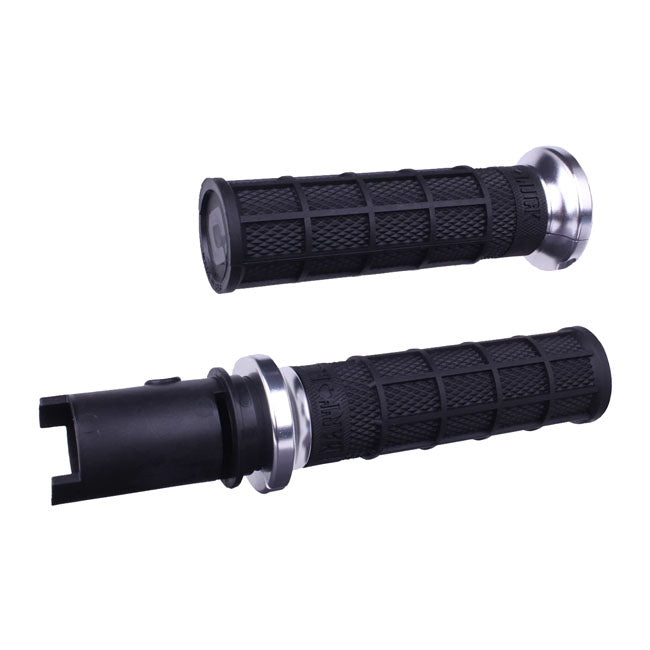 ODI Hart-Luck Locking Grips, Full Waffle Chest Silver für Harley Davidson V-Twin