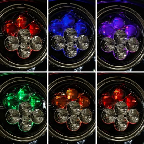 Custom Dynamics, Faro LED Shark Demon de 7" con retroiluminación para Harley Davidson