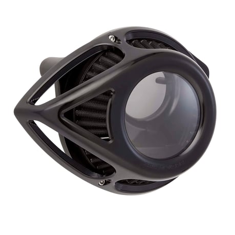 Arlen Ness, limpiador de aire en forma de lágrima transparente, todo negro