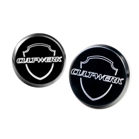 Cult-Werk, front axle cover set. Gloss black. CC Logo