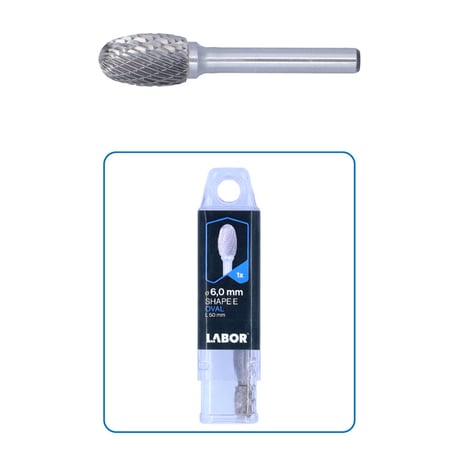 Labor, carbide rotary burr. Type E, ø6mm head diameter