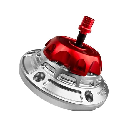 HeinzBikes, tapón de gasolina ventilado 'Performance'. Plata/Rojo