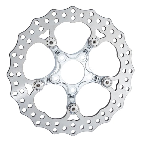 Arlen Ness, rotor de freno 'Spider' de 320 mm. Frente. Cromo
