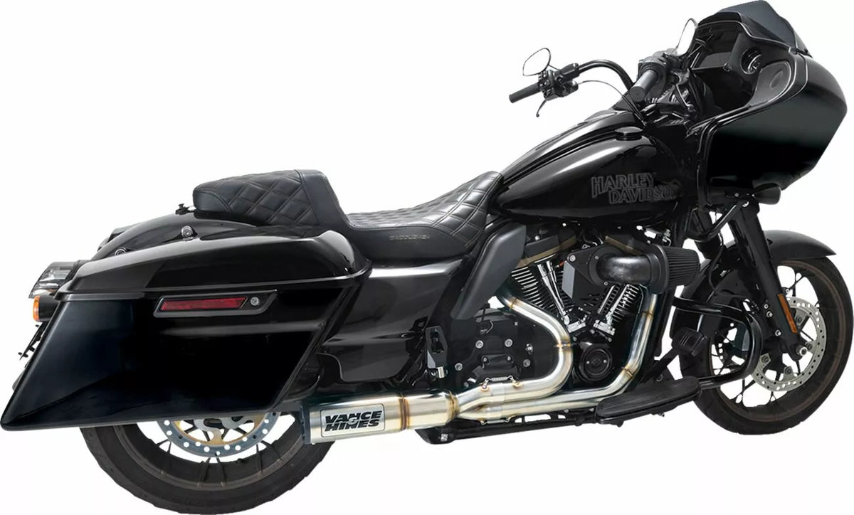 2-in-1-Hochleistungs-Auspuffanlage aus gebürstetem Edelstahl für Harley-Davidson Touring