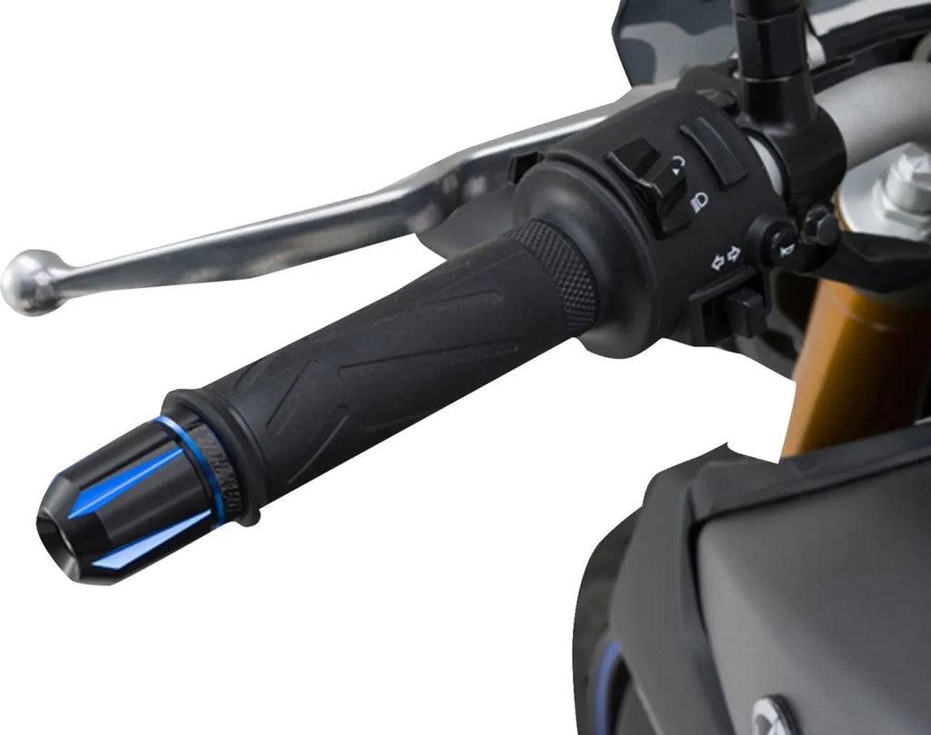 "Scratch" Handlebar End Caps, Black/Blue for Motorcycle