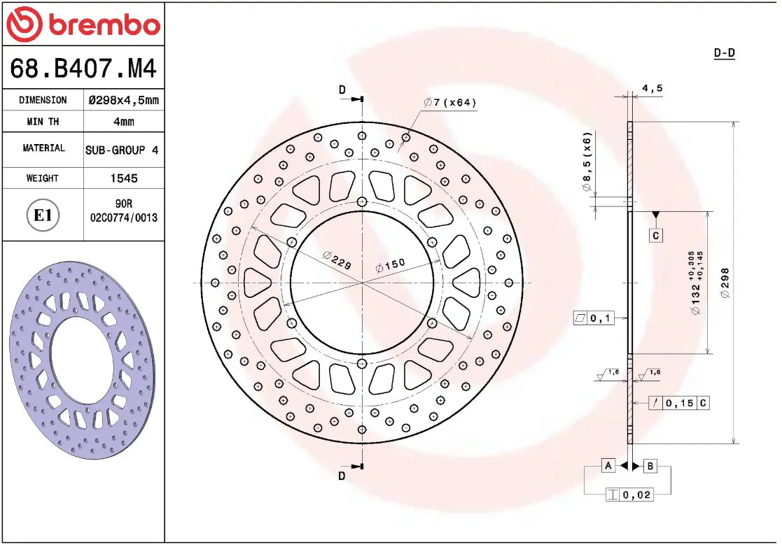 Disco de freno fijo Serie Oro para Yamaha WR