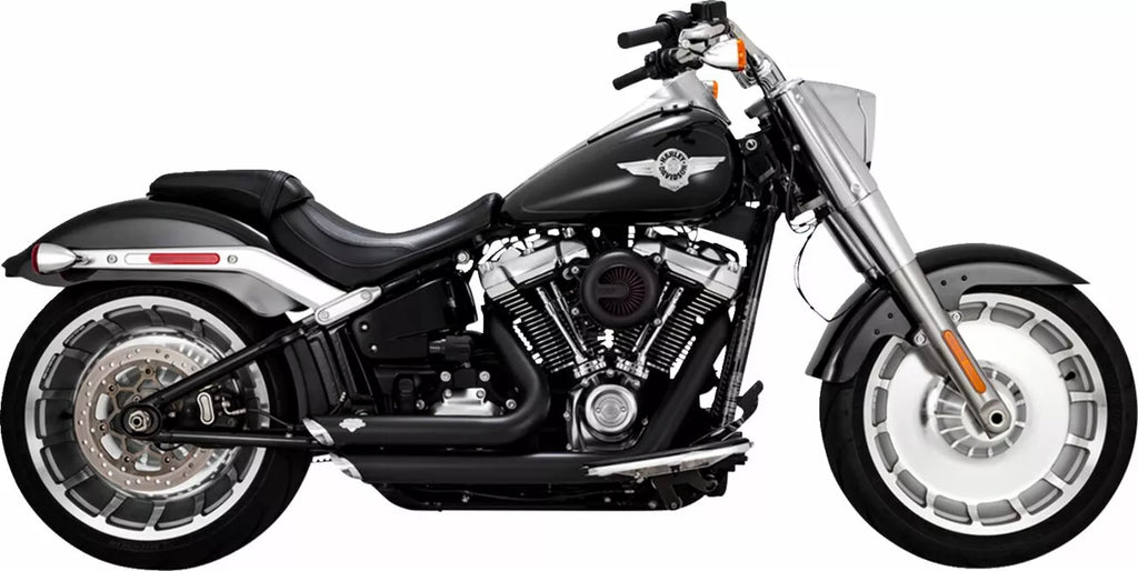 Shortshots Staggered Auspuffanlage Schwarz für Harley Davidson FLFB, FXBR, FXBRS, FXDR, FXDRS