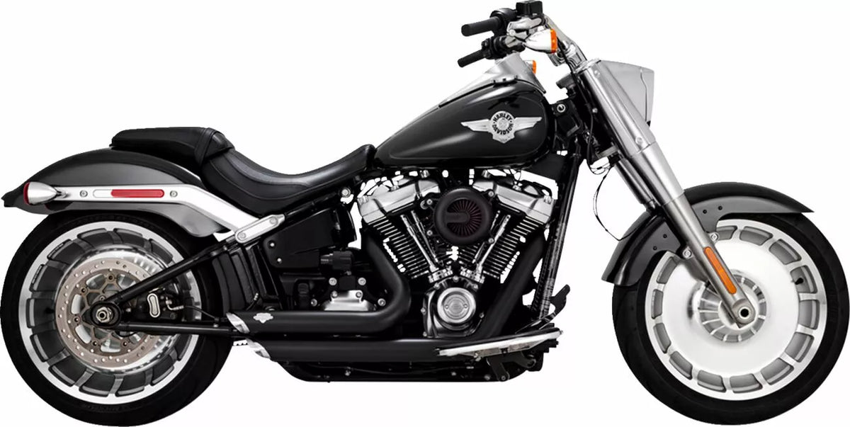 Shortshots Staggered Auspuffanlage Schwarz für Harley Davidson FLFB, FXBR, FXBRS, FXDR, FXDRS