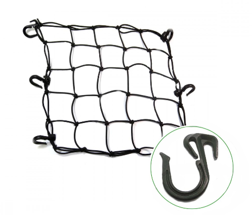 Black Luggage Net 40 x 40 cm 6 Plastic Hooks