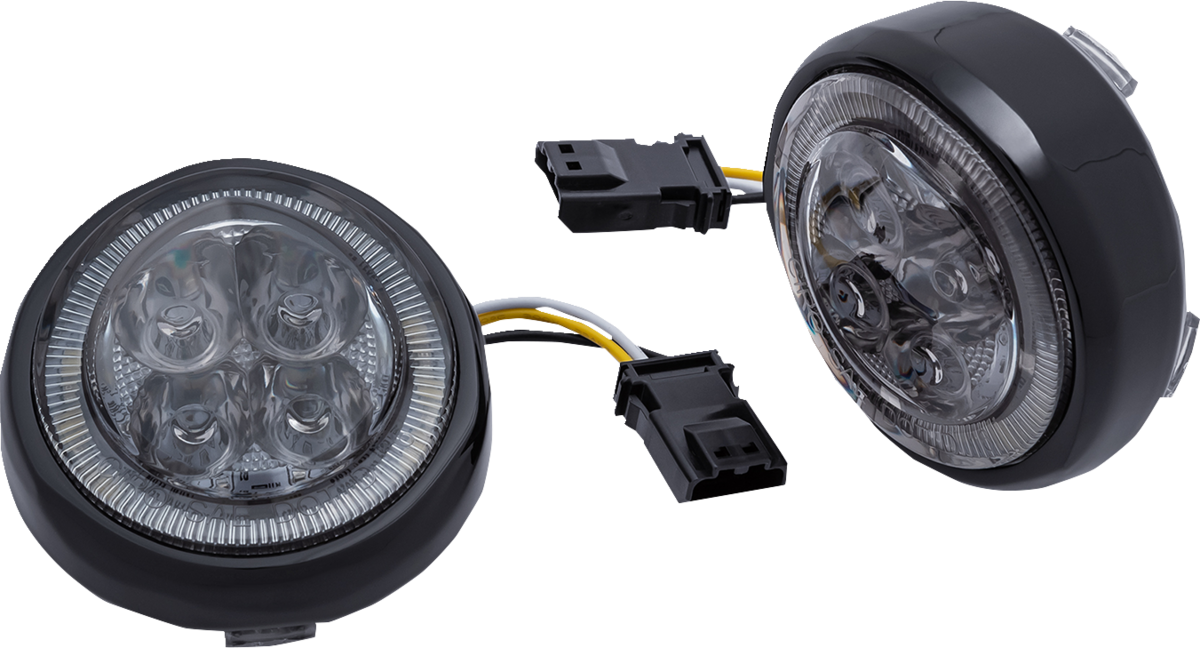 Inserts de clignotement avant Fang® LED avec lunette pour Harley Davidson