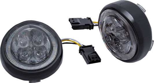 Inserts de clignotement avant Fang® LED avec lunette pour Harley Davidson