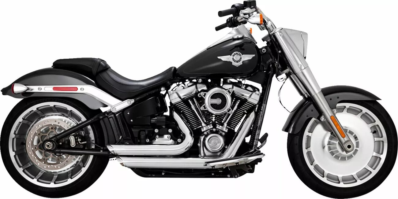 Shortshots Staggered Chrome Exhaust System For Harley Davidson FLFB, FXBR, FXBRS, FXDR, FXDRS