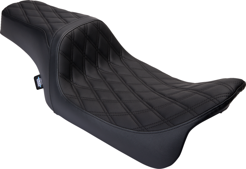 Asiento 1-Up Predator Doble Diamante, Hilo Negro Para Harley - Davidson