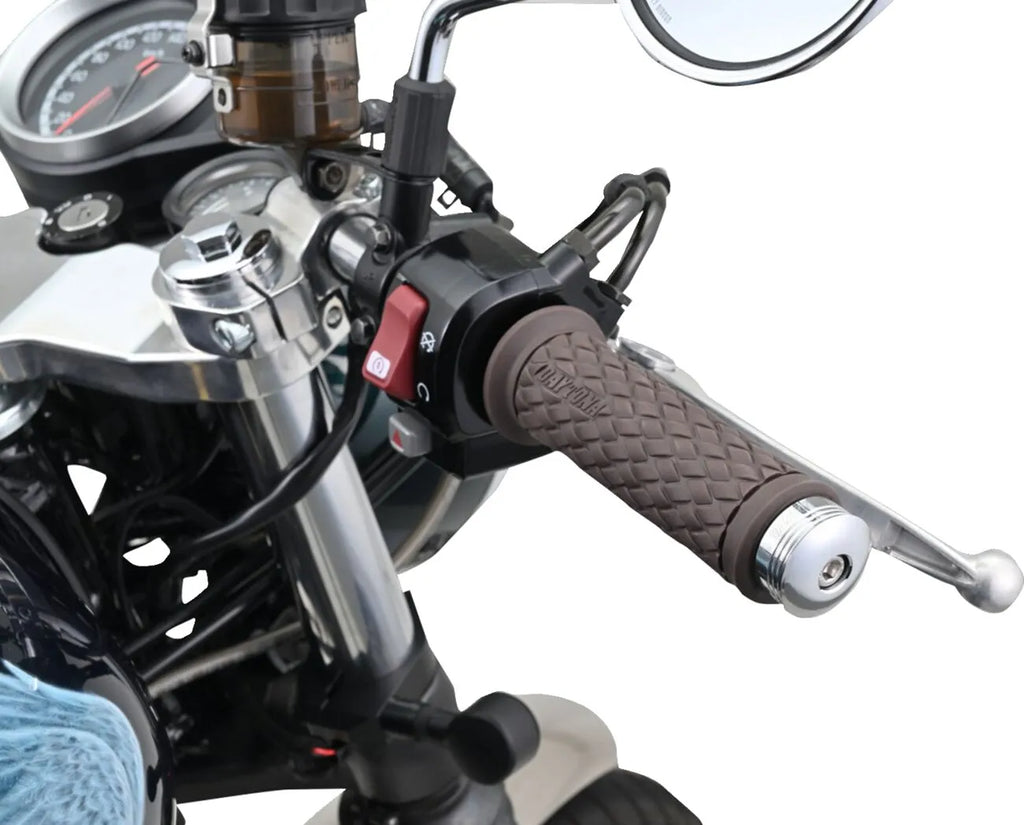 Chromed machined "RING" handlebar end caps for motorcycles