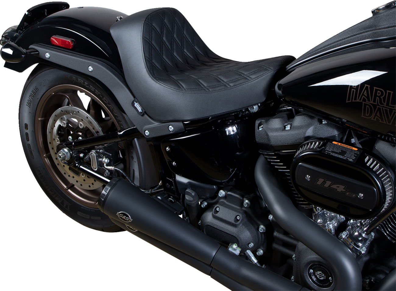 Asiento Individual Doble Diamante, Hilo Negro Para Harley Davidson