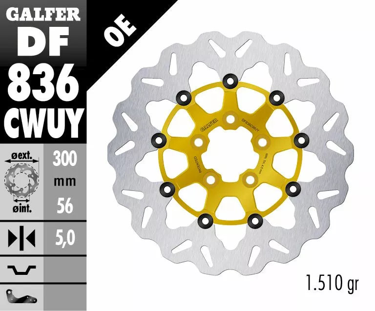Schwimmende Bremsscheibe mit goldener Welle für Harley Davidson