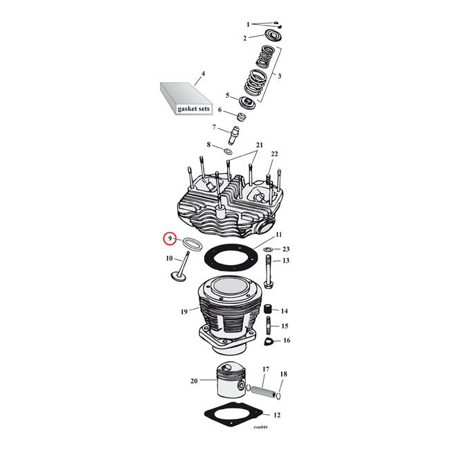 S&S, klepstoel. Uitlaat. 1.750 "+.010" voor Harley Davidson