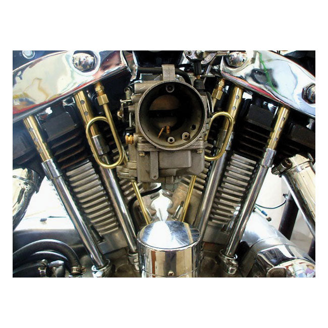 Paughco, „Old Stf“ Doppelkipphebel-Ölleitungen. Messing für Harley-Davidson