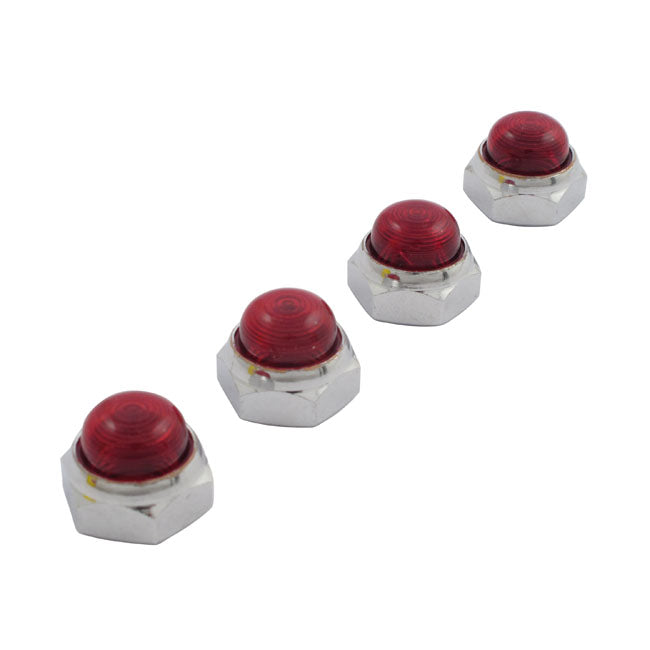 Rocker Shaft End Nut Kit, Red Plastic Inserts for Harley-Davidson
