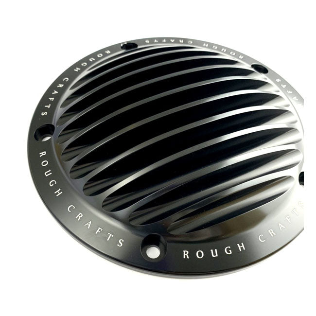 Rough Crafts Finned Derby Cover. Black for Harley-Davidson