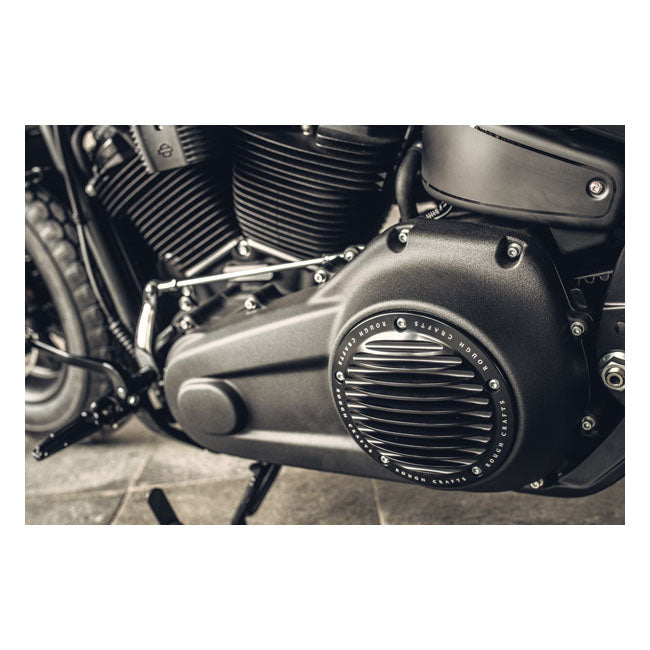 Rough Crafts Finned Derby Cover. Black for Harley-Davidson