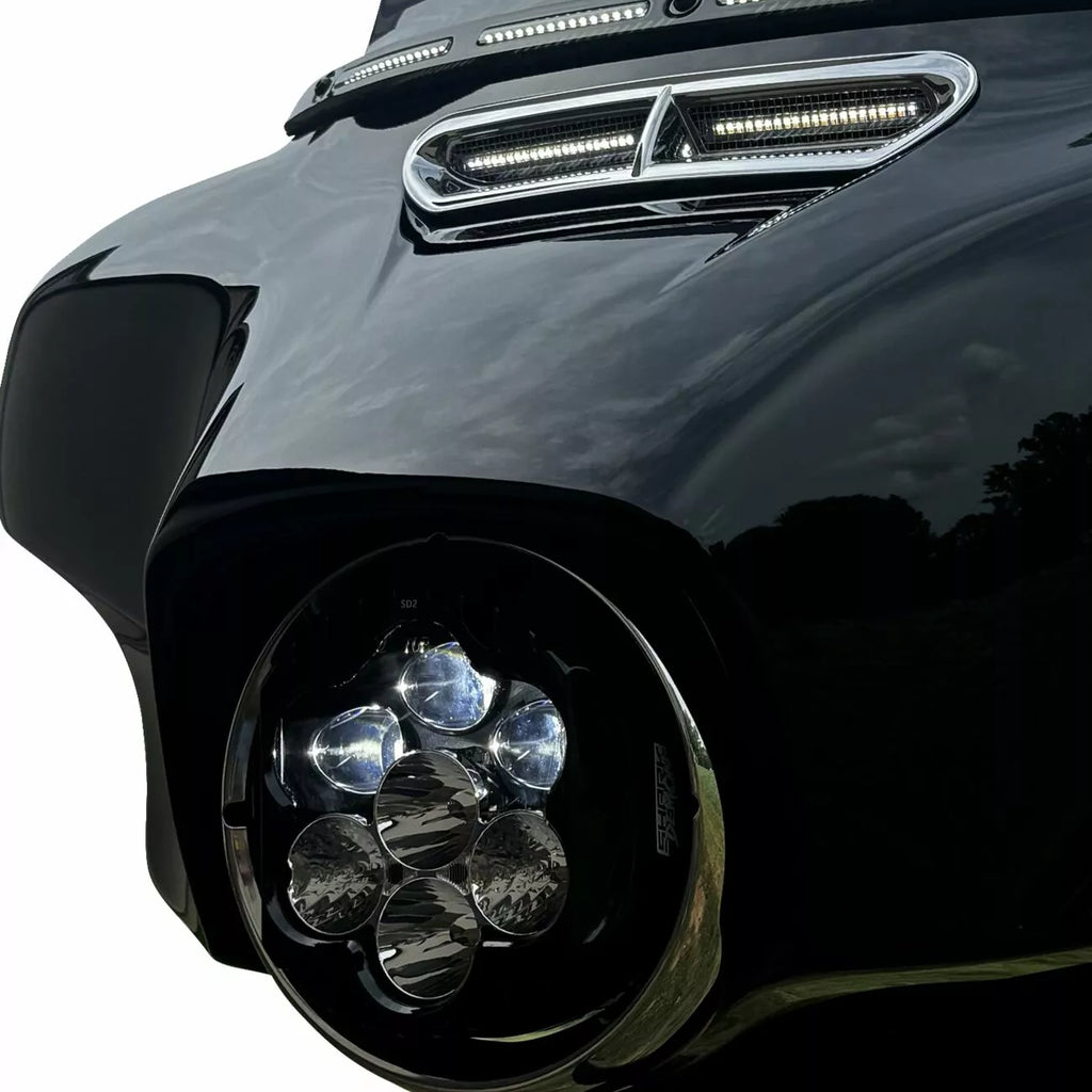 Shark Demon LED-Scheinwerfer ECE für Harley-Davidson 94-23 FLH