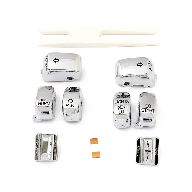 Tapas Interruptores Botones Cromados Manillar Para Harley-Davidson