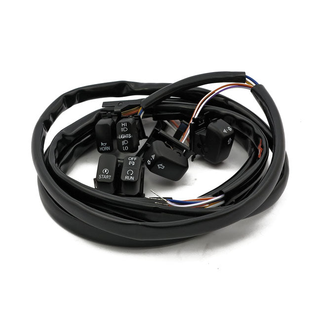 Handlebar Wiring and Switch Kit. Standard. Black for Harley-Davidson