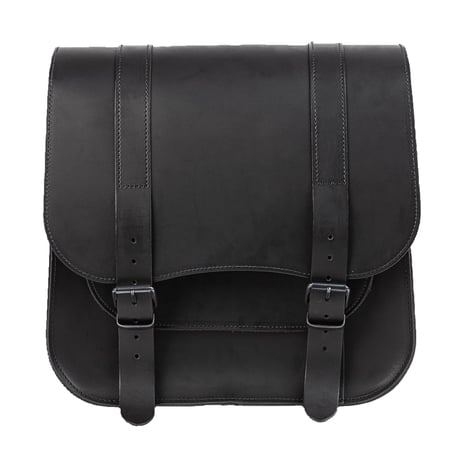 MCS, alforja individual de cuero 'Postman'. 30 litros. Negro