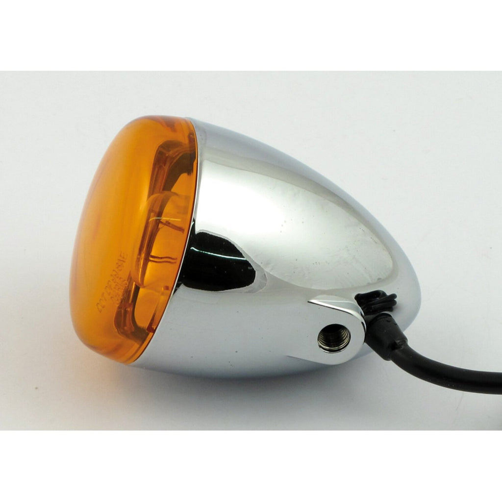 Chris, Bullet Type Chrome Amber Lens Front Turn Signal Kit for Harley Davidson