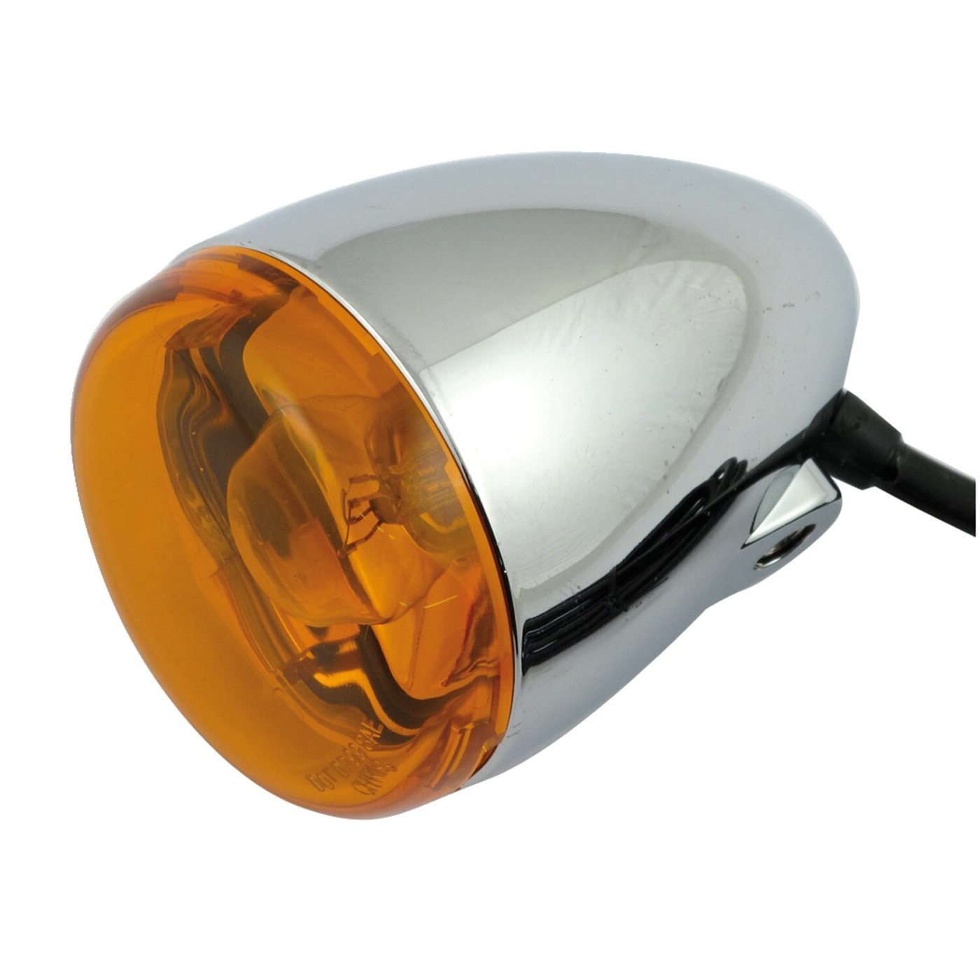 Chris, señal de giro tipo bala. Cromo. Lente ámbar. Frente