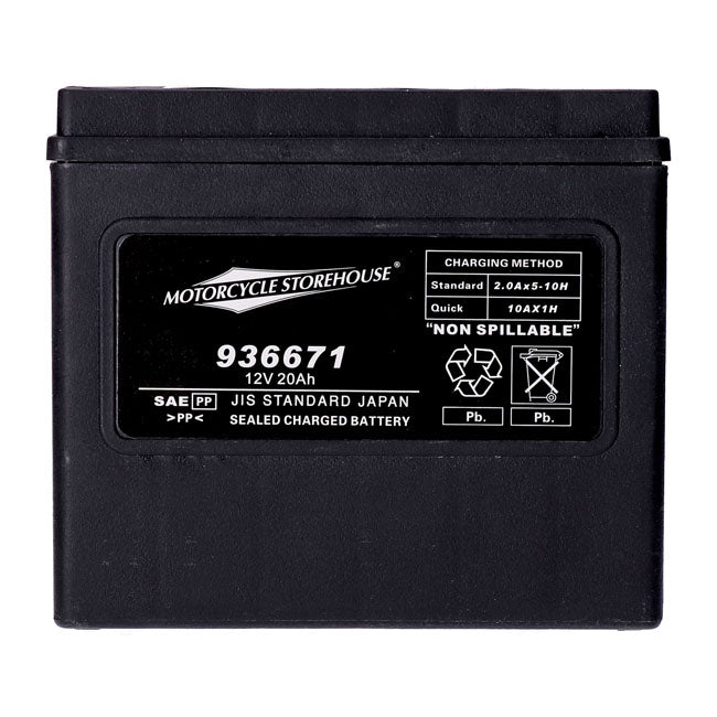 MCS, Standard Series - Sealed AGM Battery. 12 V, 20 Ah, 320 CCA for Harley-Davidson