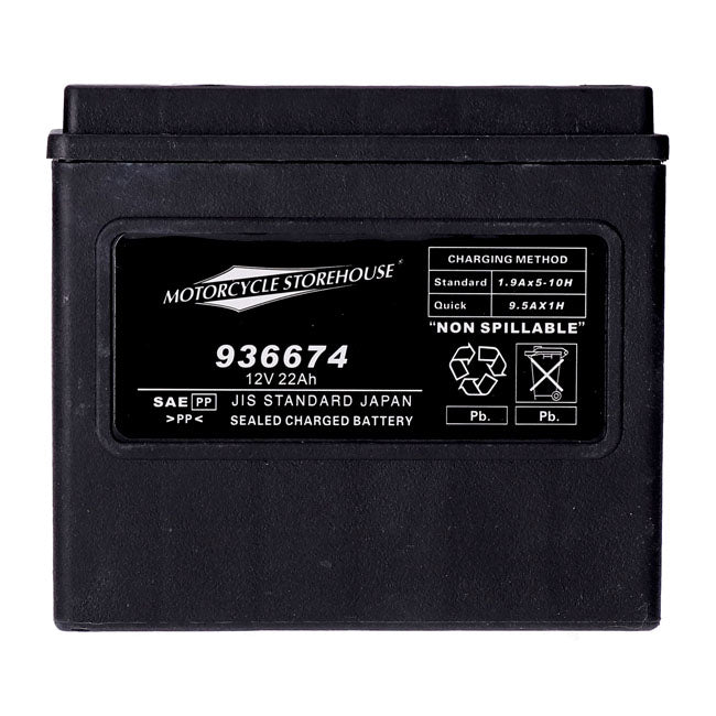 MCS, Standard Series - Sealed AGM Battery.12 V, 22 Ah, 325 CCA For Harley Davidson