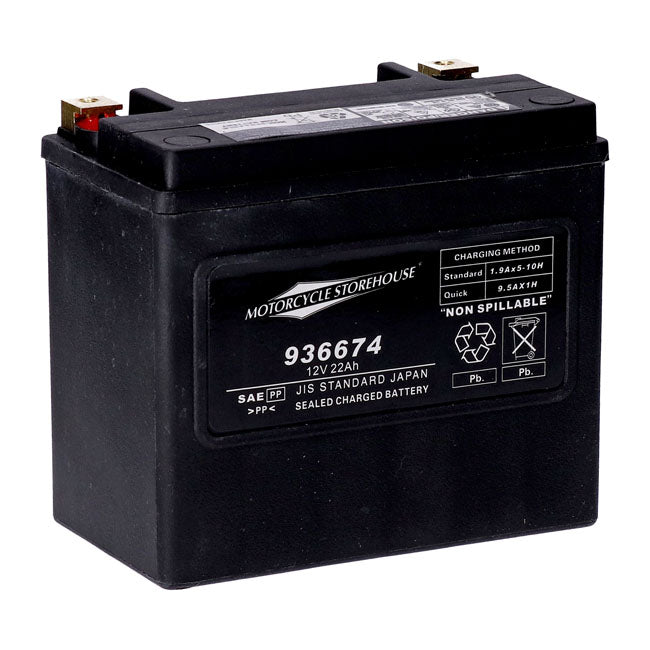 MCS, Standard Series - Sealed AGM Battery.12 V, 22 Ah, 325 CCA For Harley Davidson