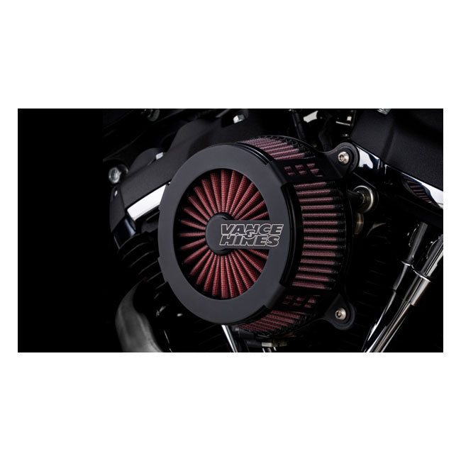 V&amp;H VO2 Cage Fighter Air Filter Kit. Matte Black for Harley-Davidson
