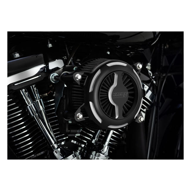 V&amp;H VO2 Leaf Air Filter Kit. Matte Black Contrast Cut for Harley-Davidson
