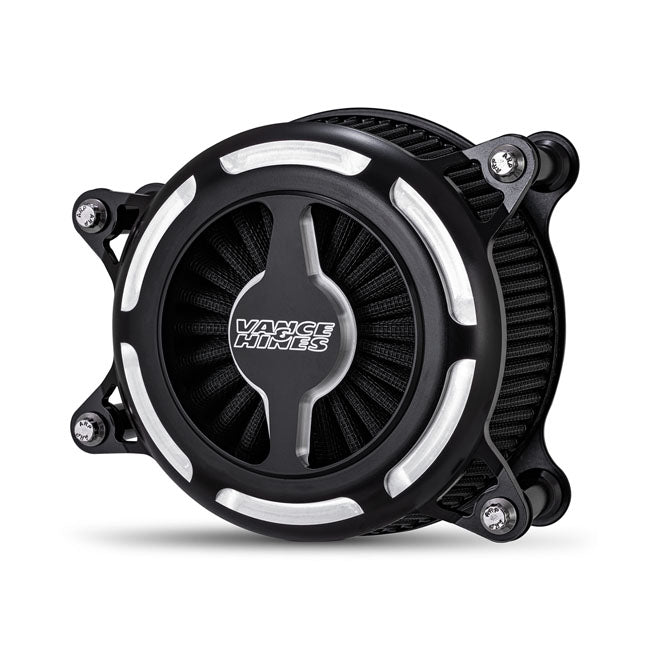 V&amp;H VO2 Leaf Air Filter Kit. Matte Black Contrast Cut for Harley-Davidson