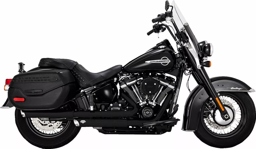 Slip-On Twin Slash PCX Silencers Black for Harley Davidson