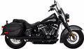 Slip-On Twin Slash PCX Silencers Black for Harley Davidson