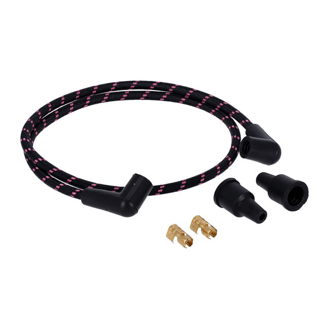 Universeller 40" Zündkabelsatz, Baumwollgewebe, Pink/Schwarz für Harley Davidson