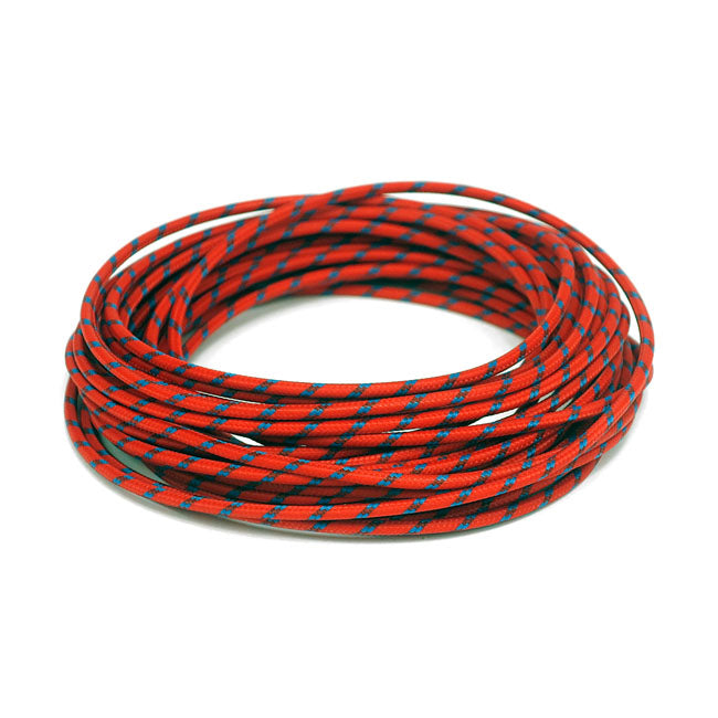 Classic Fabric-Covered Wiring Harness, 25 Feet Roll, Red/Blue for Harley-Davidson