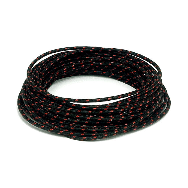 Classic Fabric-Covered Wiring Harness, 25 Feet Roll, Black/Red for Harley-Davidson