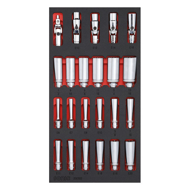 Sonic 23-Piece Deep Socket Set with 3/8" Drive