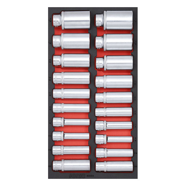 Sonic, Set of 20 Deep Sockets with 1/2" Drive