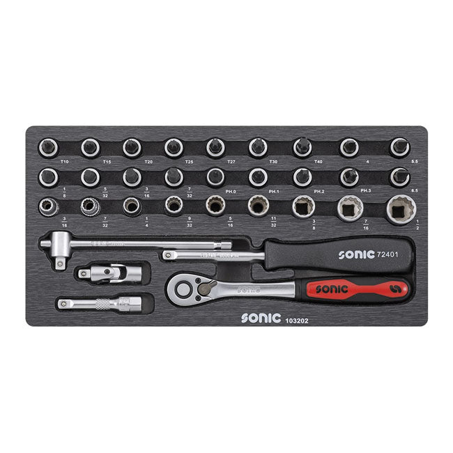 1/4'' Combination Socket Set 32 Pieces US/SAE Sizes.